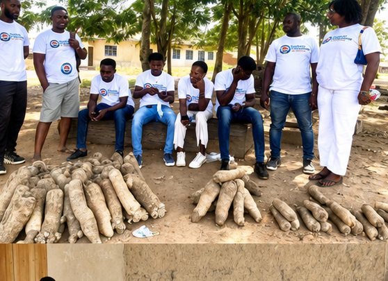 Volunteers and residents gathered together at Gbefi