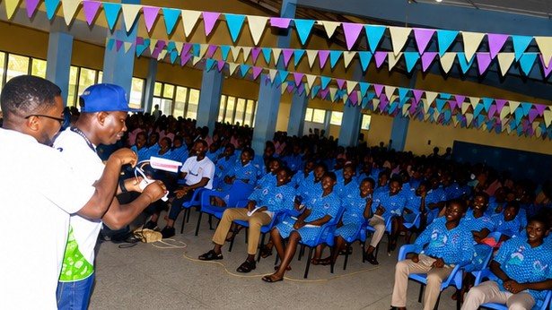 Pupils assembled for World Oral Health Day at Kpando Senior High School