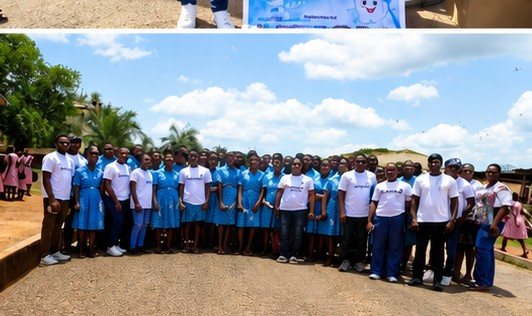 Volunteers and students at World Oral Health Day, Kpando Senior High School
